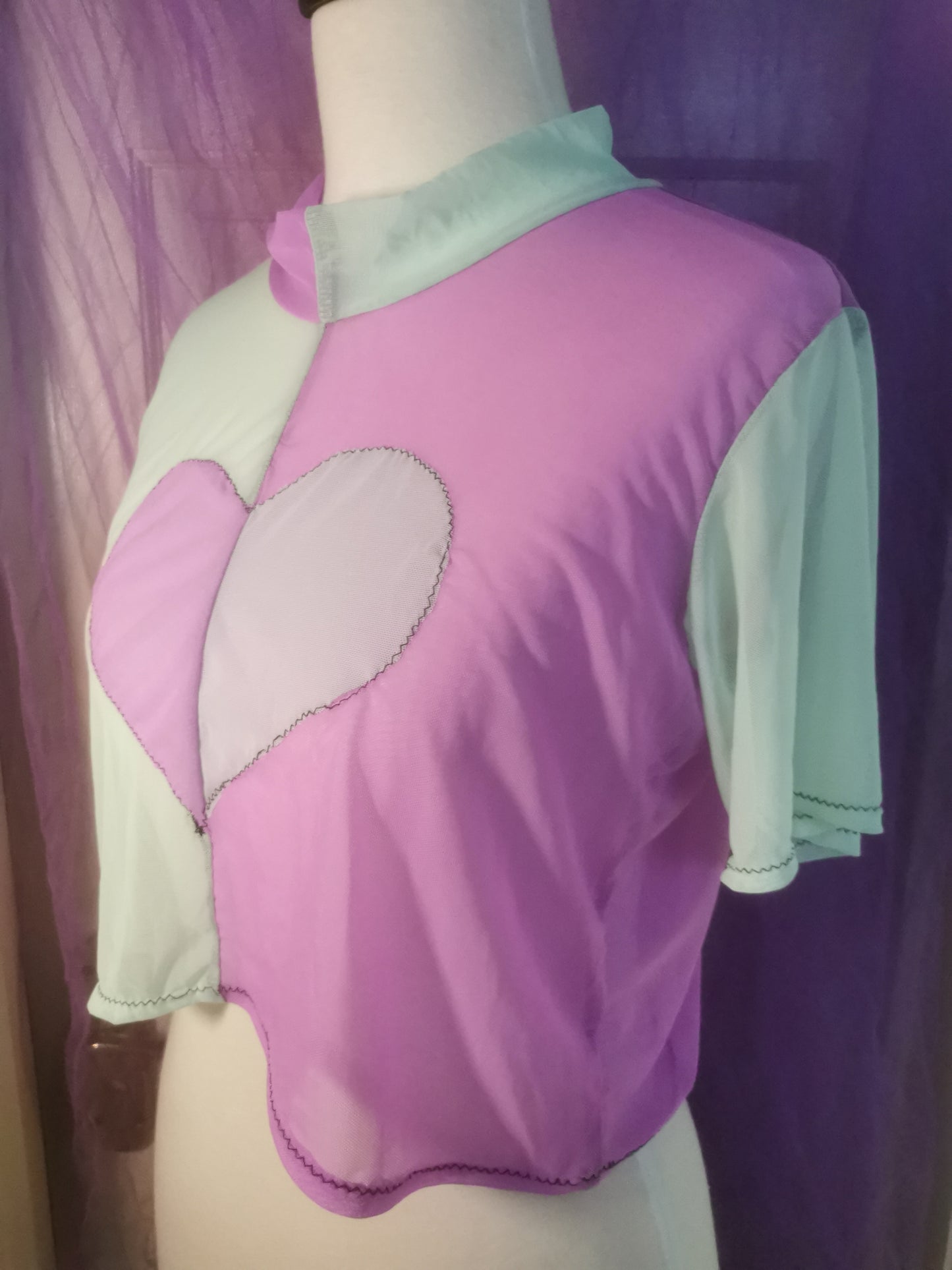 Harlequin heart Mesh Crop top