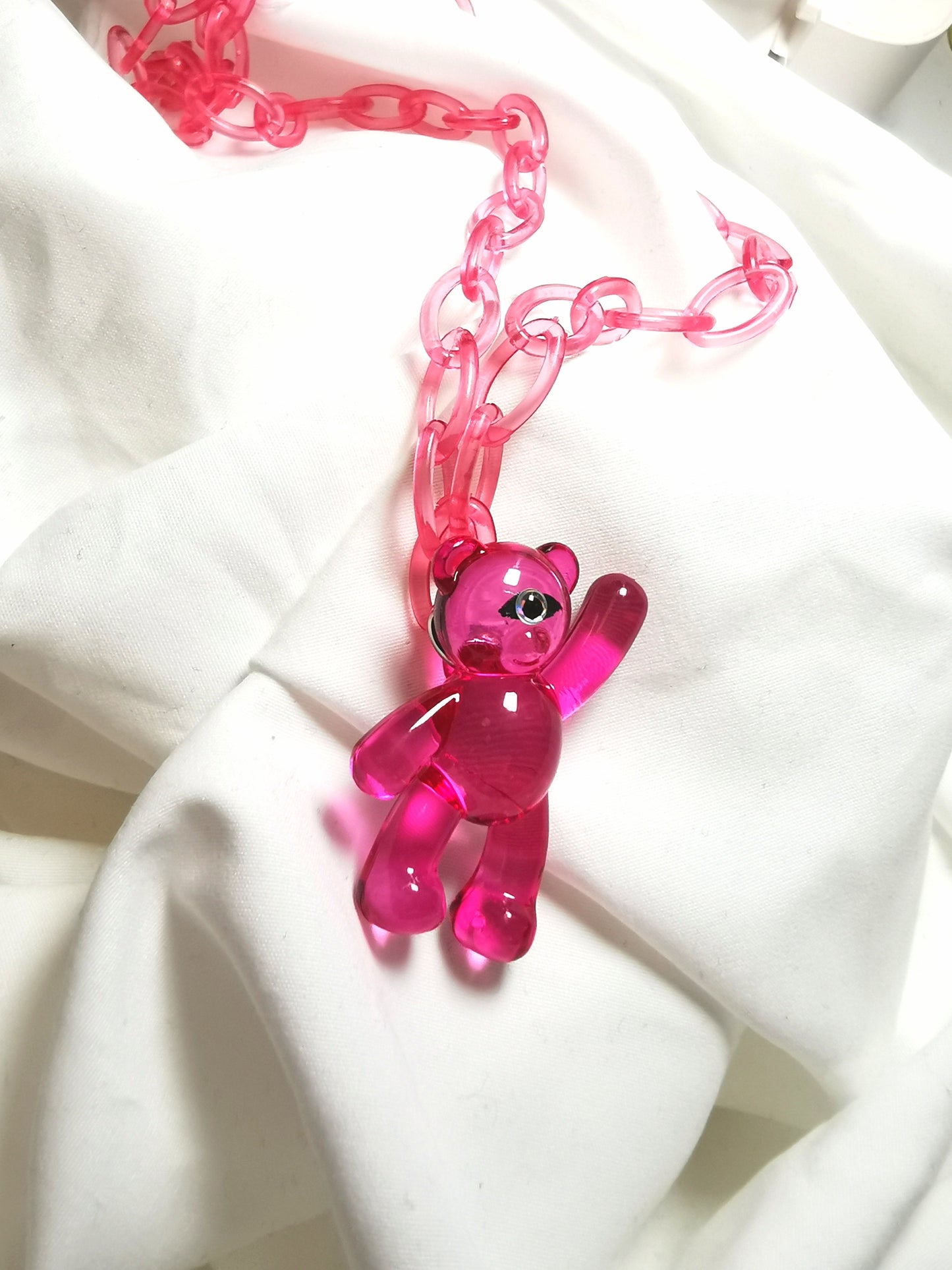 Cyclops bear necklace 9 colours available, kidcore creepy alt aesthetic