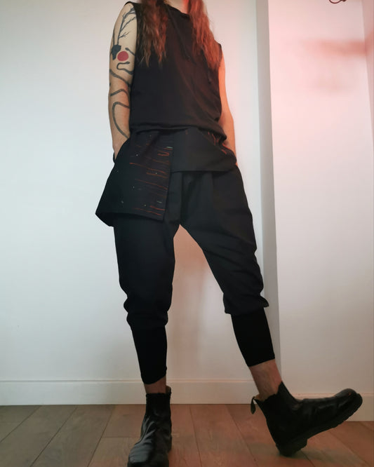 Asymmetric kilt harem Trousers