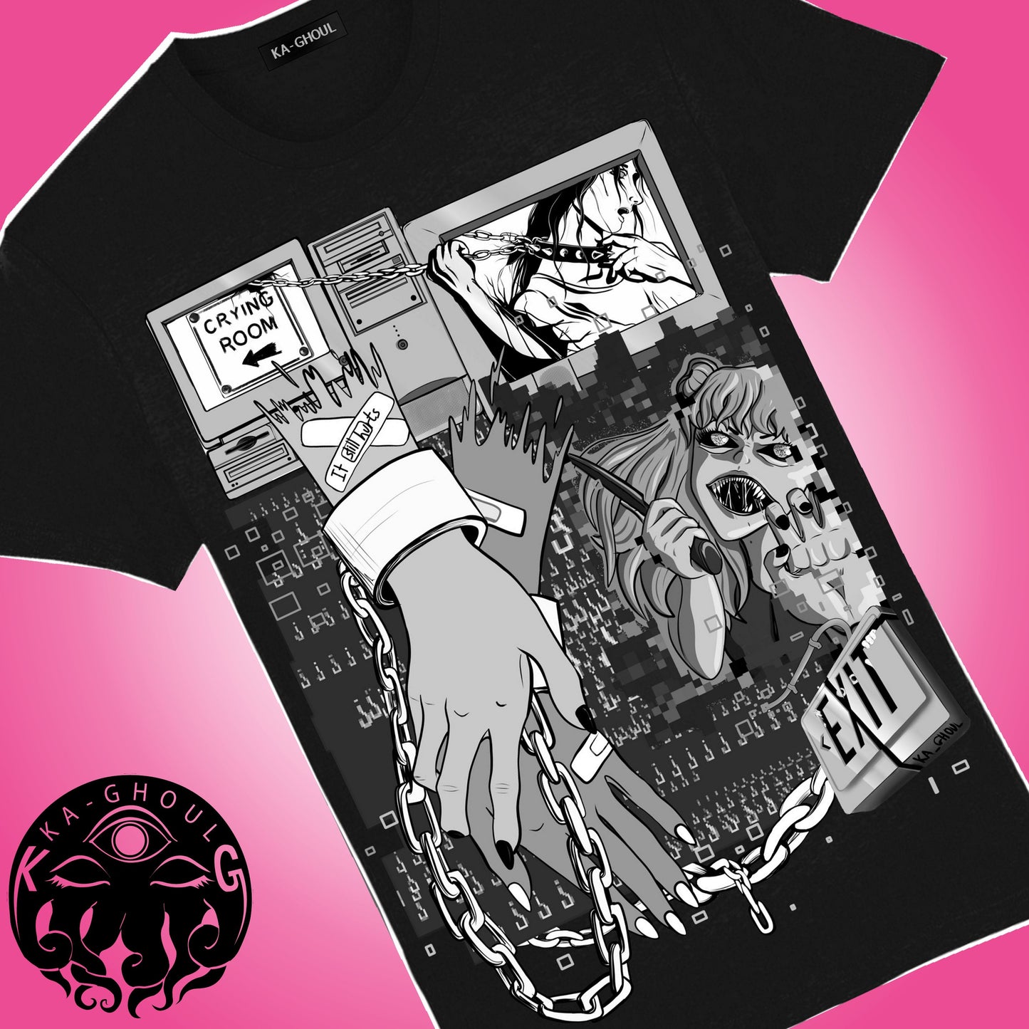 B&W cyber choke T-shirt